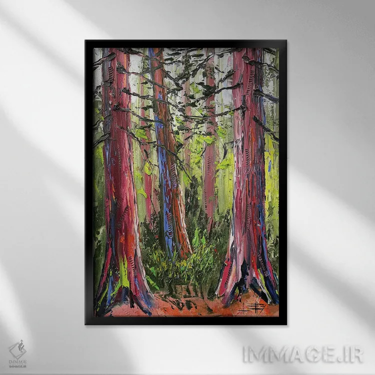 تابلو دکوراتیو Giant Sequoia Trees,درختان سرخ چوب کالیفرنیا اثر لیزا الی - نمای قابدار مشکی