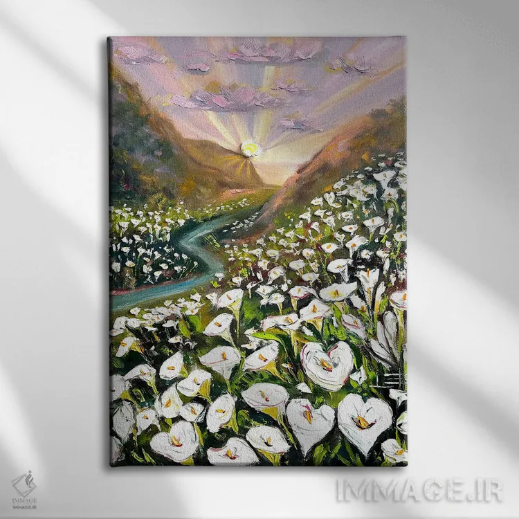 تابلو دکوراتیو دره گل کالالاله اثر لیزا الی - نمای روبهرو روی دیوار
