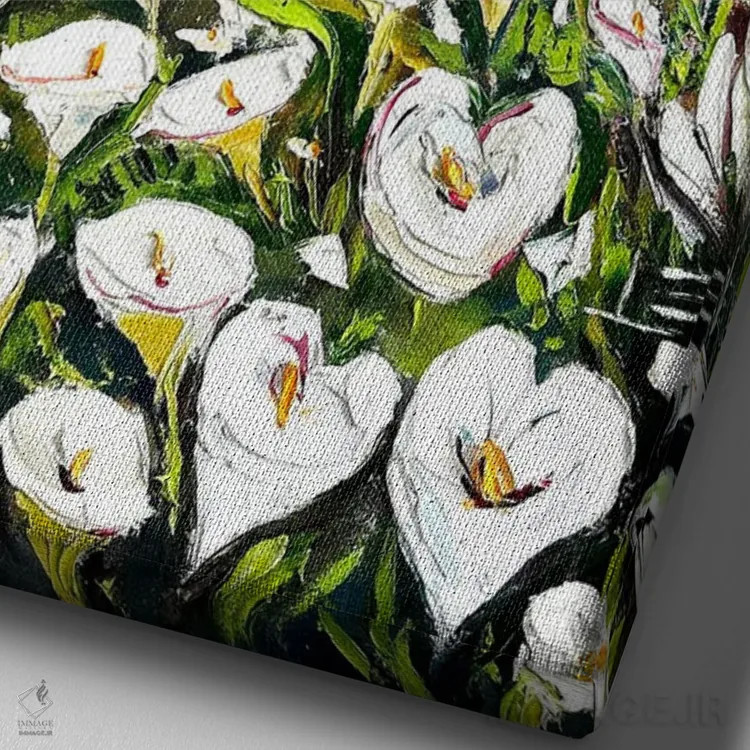 تابلو دکوراتیو دره گل کالالاله اثر لیزا الی - نمای نزدیک بافت بوم