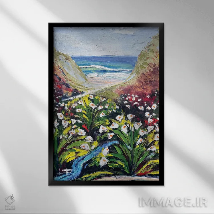 تابلو دکوراتیو سوسن ها در بیگ سور، کالیفرنیا اثر لیزا الی - نمای قابدار مشکی