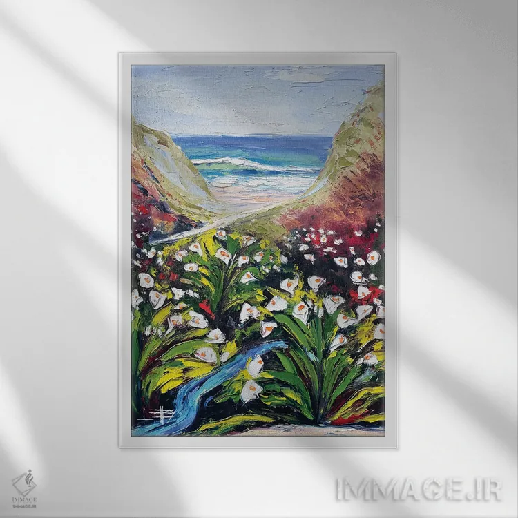 تابلو دکوراتیو سوسن ها در بیگ سور، کالیفرنیا اثر لیزا الی - نمای قابدار سفید