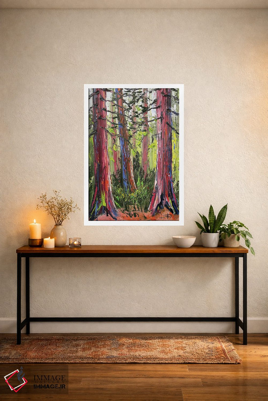 تابلو دکوراتیو Giant Sequoia Trees,درختان سرخ چوب کالیفرنیا اثر لیزا الی - D2W