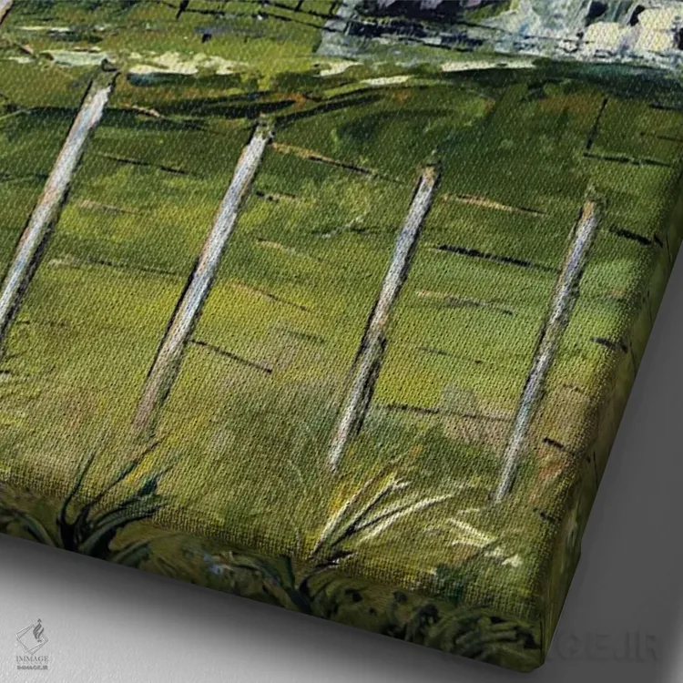 تابلو انتزاعی مزرعه ای در نیوزیلند با درختان اکالیپتوس اثر لیزا الی - نمای نزدیک بافت بوم