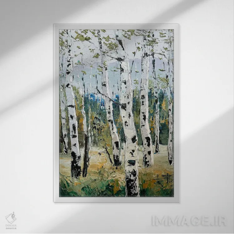 تابلو دکوراتیو بیشه اثیری اثر لیزا الی - نمای قابدار سفید