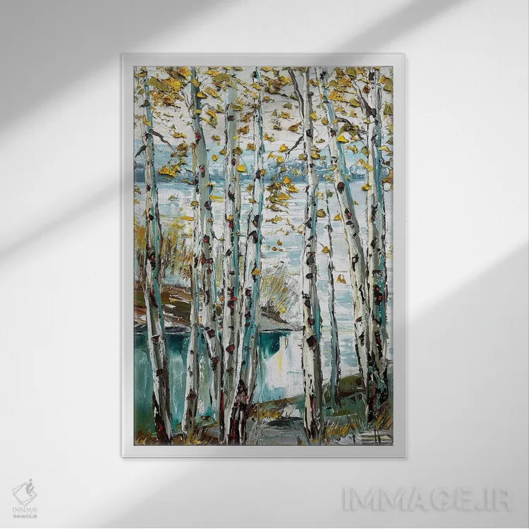 تابلو دکوراتیو رویای جنگل آبی اثر لیزا الی - نمای قابدار سفید
