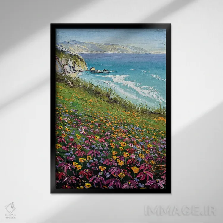 تابلو دکوراتیو سعادت در ساحل اثر لیزا الی - نمای قابدار مشکی