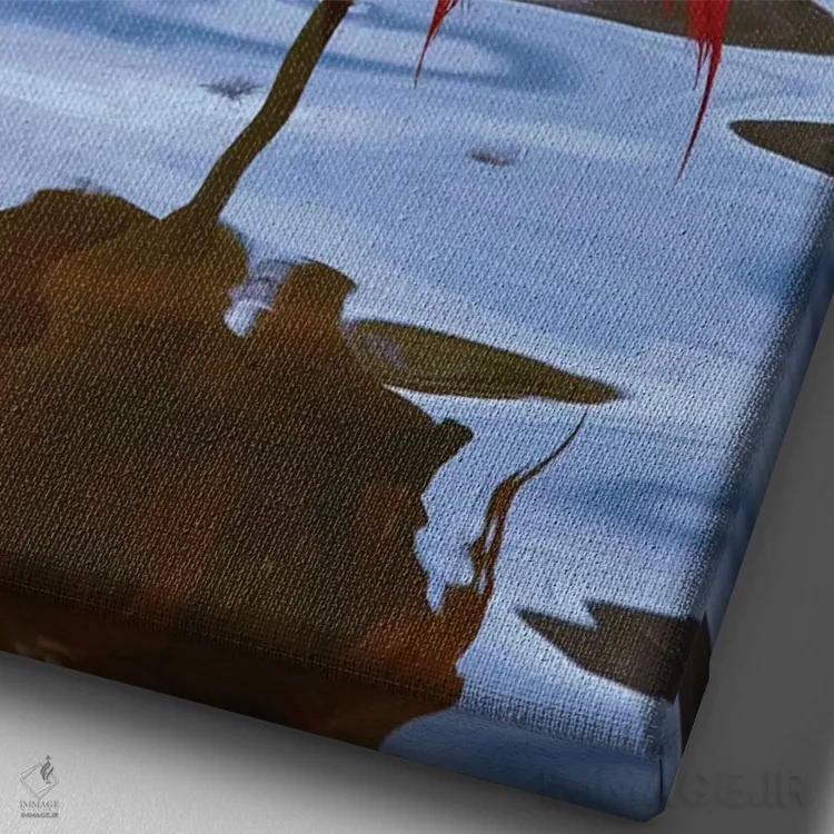 تابلو دکوراتیو فلامینگوی زیبا اثر لیزا اس. انگلبریخت - نمای نزدیک بافت بوم