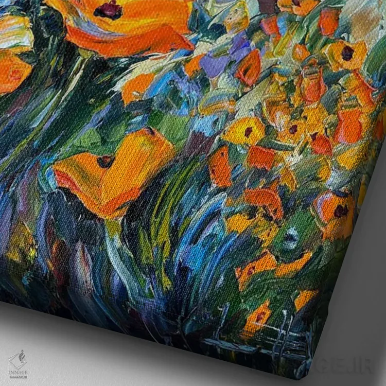تابلو دکوراتیو ون گوگ در ساحل اثر لیزا الی - نمای نزدیک بافت بوم
