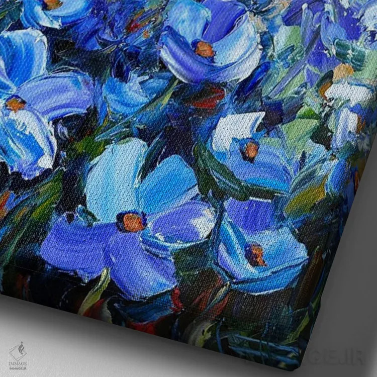 تابلو دکوراتیو غزل دریای آبی اثر لیزا الی - نمای نزدیک بافت بوم