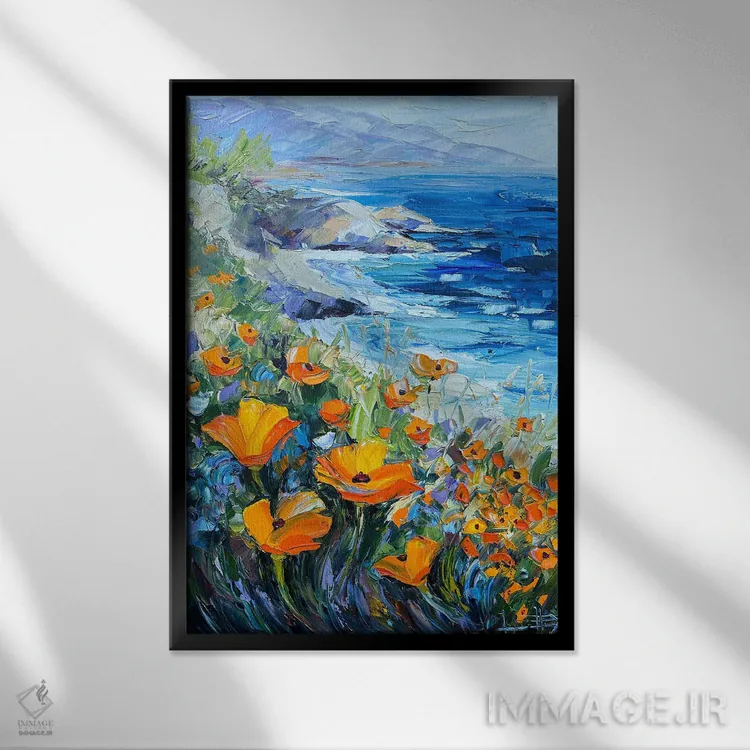 تابلو دکوراتیو ون گوگ در ساحل اثر لیزا الی - نمای قابدار مشکی