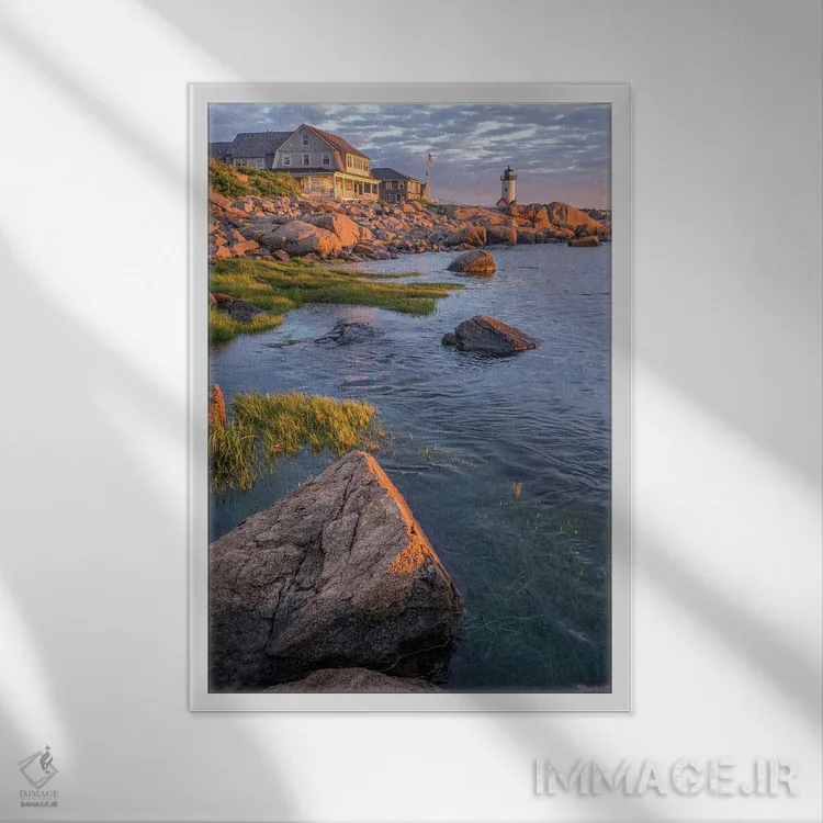 تابلو دکوراتیو Gloucester, Massachusetts, USA,فانوس دریایی آنیسکوام… اثر لیزا اس. انگلبریخت - نمای قابدار سفید