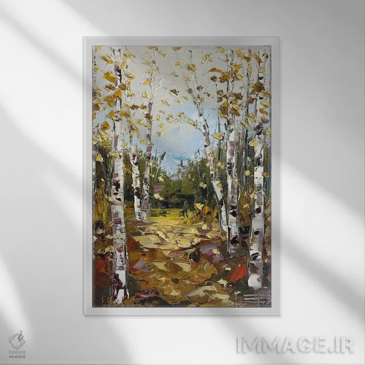 تابلو دکوراتیو درخشش پاییز اثر لیزا الی - نمای قابدار سفید