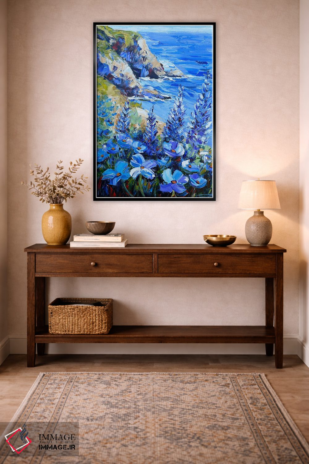 تابلو دکوراتیو غزل دریای آبی اثر لیزا الی - D4B