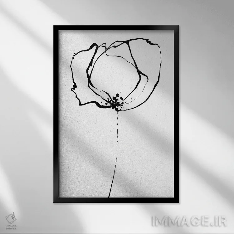 تابلو مینیمال خطوط ساده III اثر لسیا بینکین - نمای قابدار مشکی