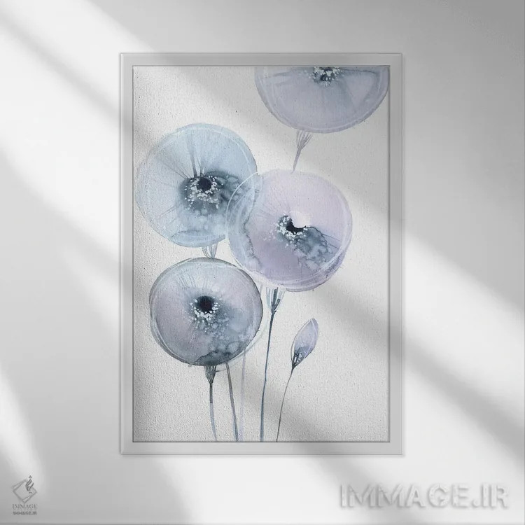 تابلو مینیمال قاصدک ها اثر لسیا بینکین - نمای قابدار سفید