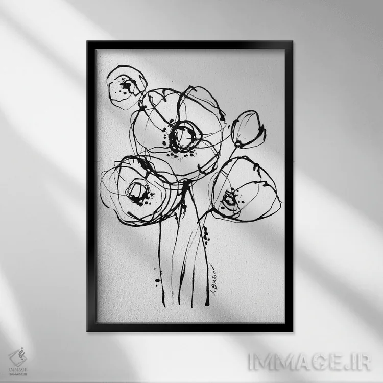 تابلو مینیمال حرکت I اثر لسیا بینکین - نمای قابدار مشکی