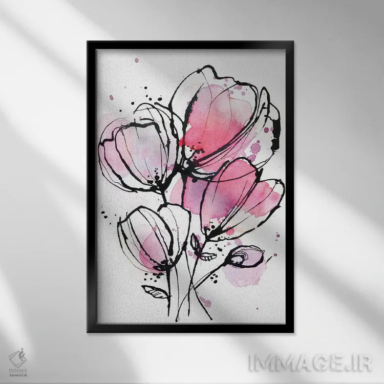 تابلو دکوراتیو مد صورتی ۱ اثر لسیا بینکین - نمای قابدار مشکی