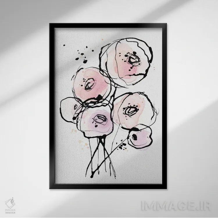تابلو دکوراتیو مد صورتی ۲ اثر لسیا بینکین - نمای قابدار مشکی