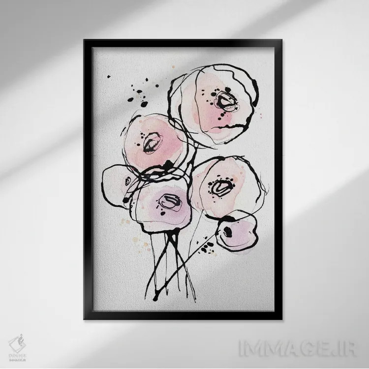 تابلو دکوراتیو مد صورتی ۲ اثر لسیا بینکین - نمای قابدار مشکی
