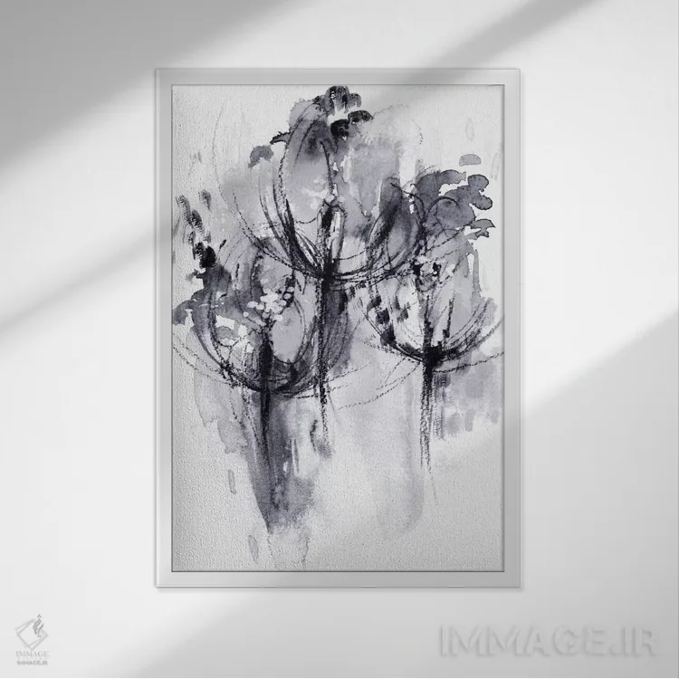 تابلو انتزاعی شب اثر لسیا بینکین - نمای قابدار سفید