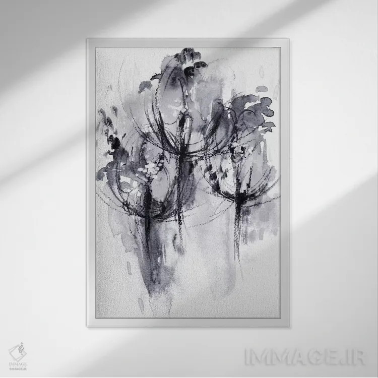 تابلو انتزاعی شب اثر لسیا بینکین - نمای قابدار سفید