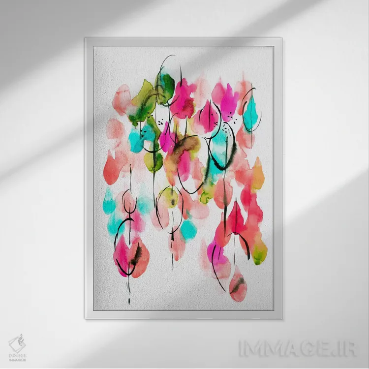 تابلو مینیمال قطره های نور اثر لسیا بینکین - نمای قابدار سفید