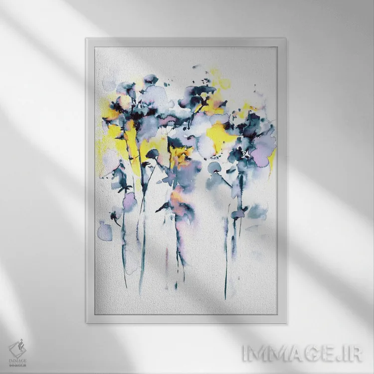 تابلو انتزاعی مزارع شادی اثر لسیا بینکین - نمای قابدار سفید