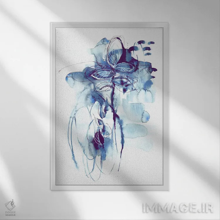 تابلو انتزاعی اولین باران اثر لسیا بینکین - نمای قابدار سفید