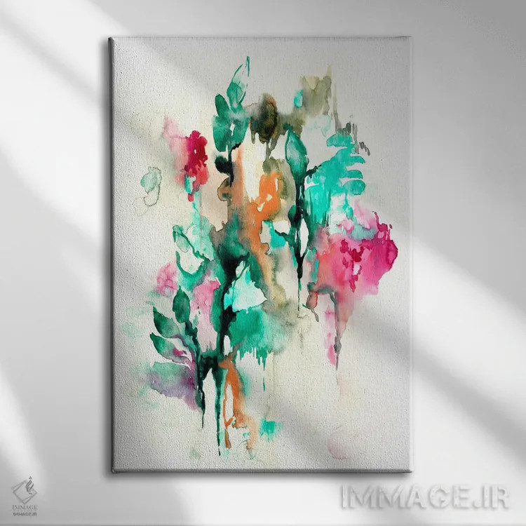 تابلو انتزاعی یشم مهتابی اثر لسیا بینکین - نمای روبهرو روی دیوار