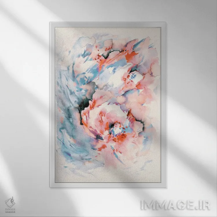 تابلو انتزاعی یخ و آتش اثر لسیا بینکین - نمای قابدار سفید