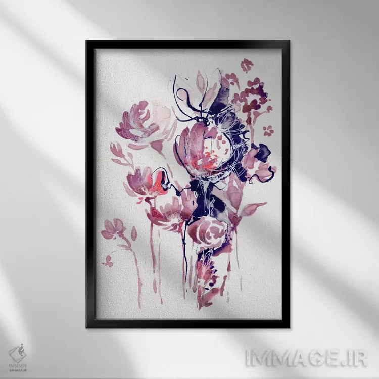 تابلو انتزاعی غروب تابستانی اثر لسیا بینکین - نمای قابدار مشکی
