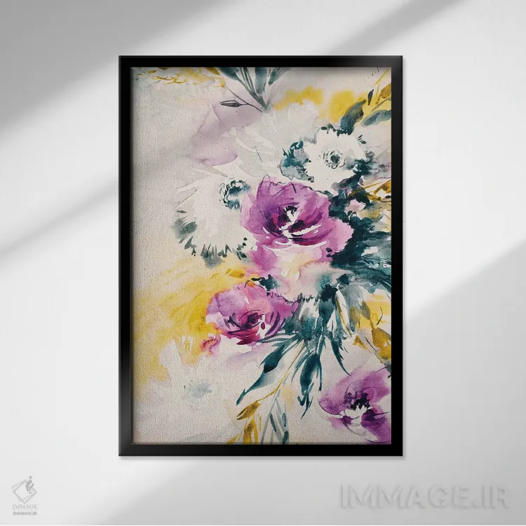 تابلو دکوراتیو دسته گل رنگارنگ III اثر لسیا بینکین - نمای قابدار مشکی