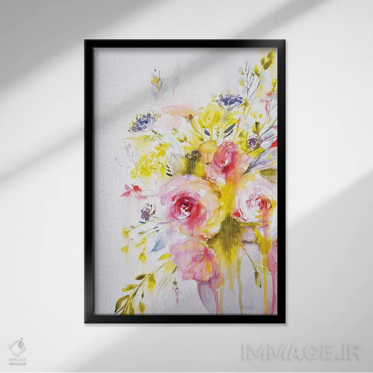 تابلو دکوراتیو دسته گل رنگارنگ II اثر لسیا بینکین - نمای قابدار مشکی