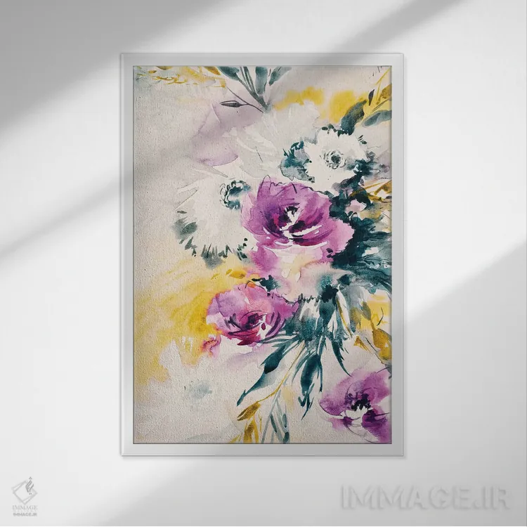 تابلو دکوراتیو دسته گل رنگارنگ III اثر لسیا بینکین - نمای قابدار سفید