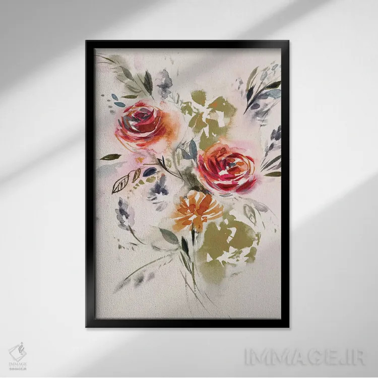 تابلو دکوراتیو دسته گل اثر لسیا بینکین - نمای قابدار مشکی