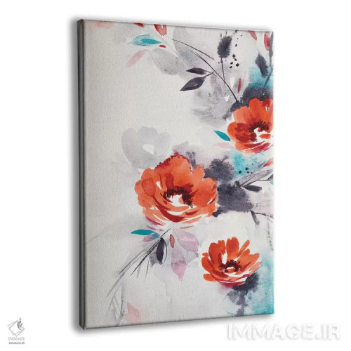 تابلو دکوراتیو گل های قرمز مینیمال اثر لسیا بینکین - نمای پرسپکتیو محصول