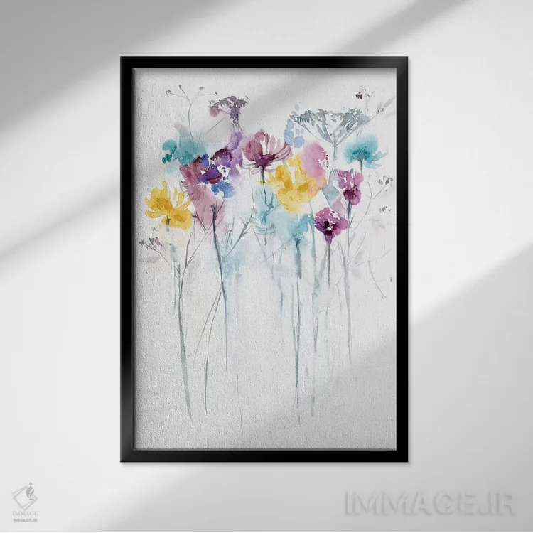 تابلو انتزاعی مزرعه گل ها II اثر لسیا بینکین - نمای قابدار مشکی