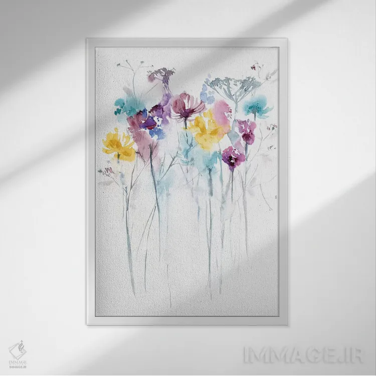 تابلو انتزاعی مزرعه گل ها II اثر لسیا بینکین - نمای قابدار سفید