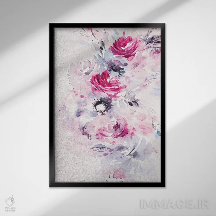 تابلو دکوراتیو دسته گل مینیمال II اثر لسیا بینکین - نمای قابدار مشکی