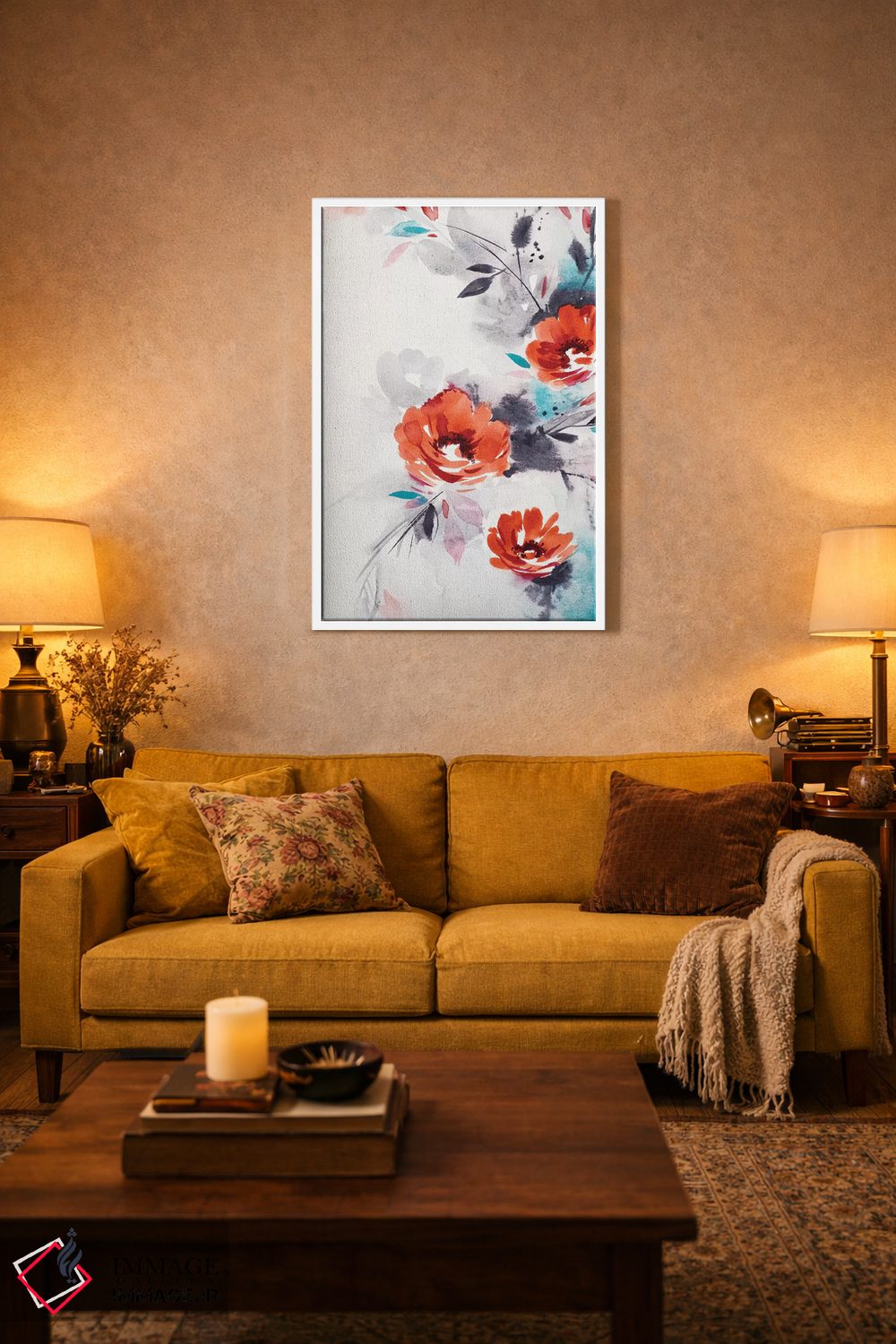 تابلو دکوراتیو گل های قرمز مینیمال اثر لسیا بینکین - D2W