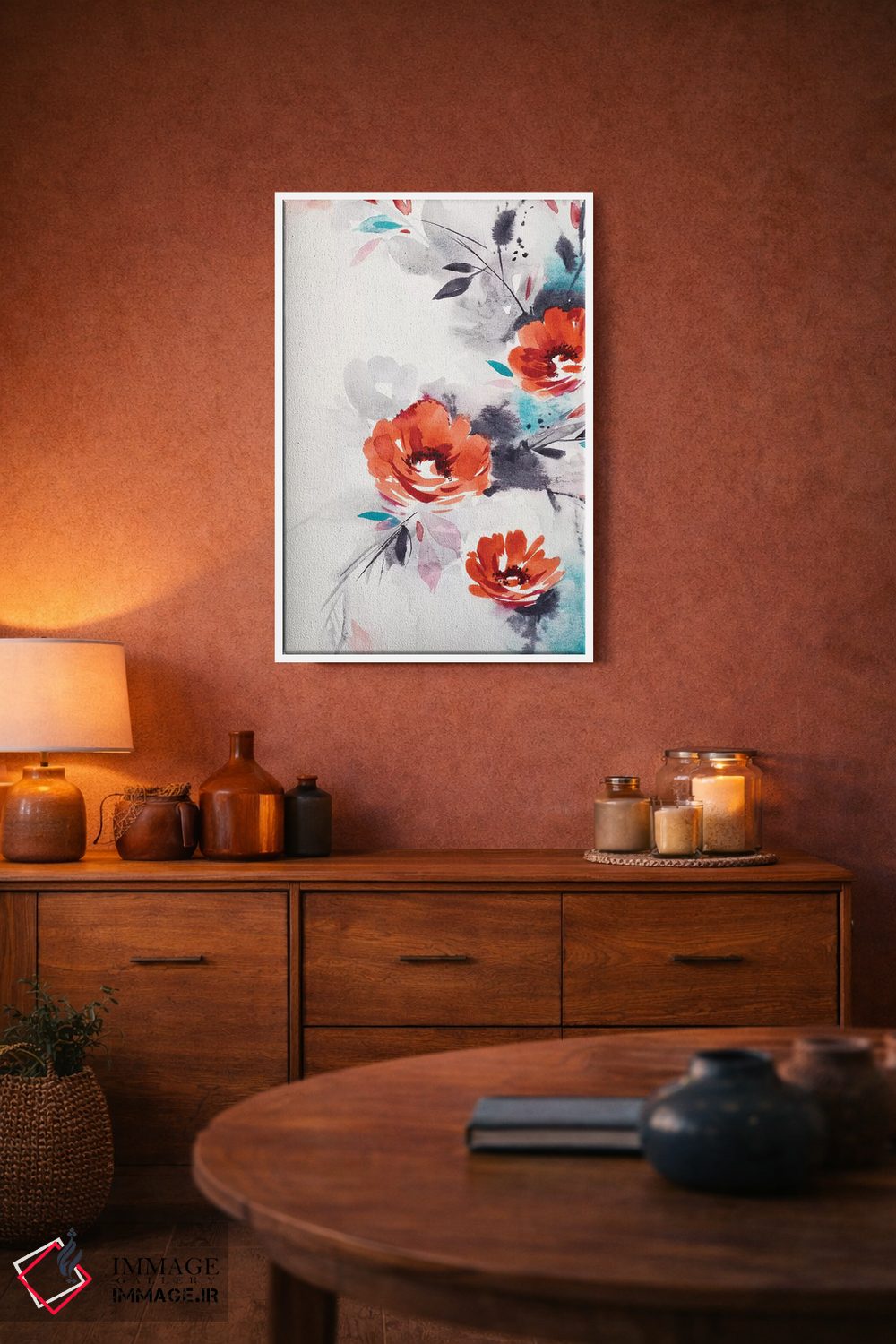 تابلو دکوراتیو گل های قرمز مینیمال اثر لسیا بینکین - D4W