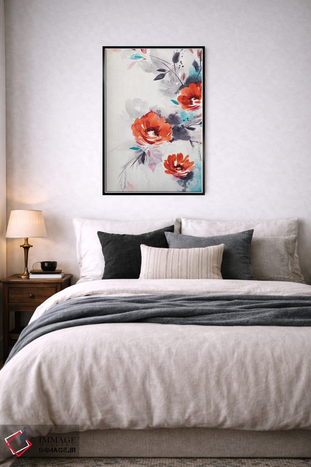 تابلو دکوراتیو گل های قرمز مینیمال اثر لسیا بینکین - D6B