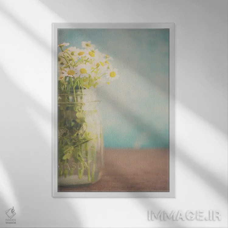 تابلو مدرن یک شیشه کوچک پر از آفتاب اثر لورا ایوانز - نمای قابدار سفید