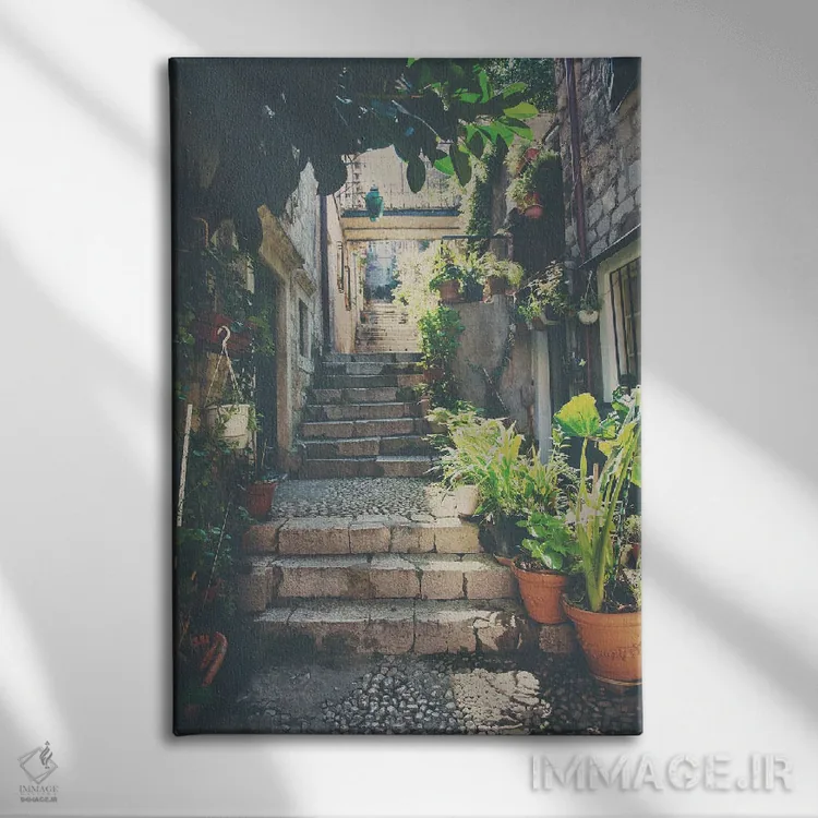 تابلو دکوراتیو زیباترین پله ها اثر لورا ایوانز - نمای روبهرو روی دیوار
