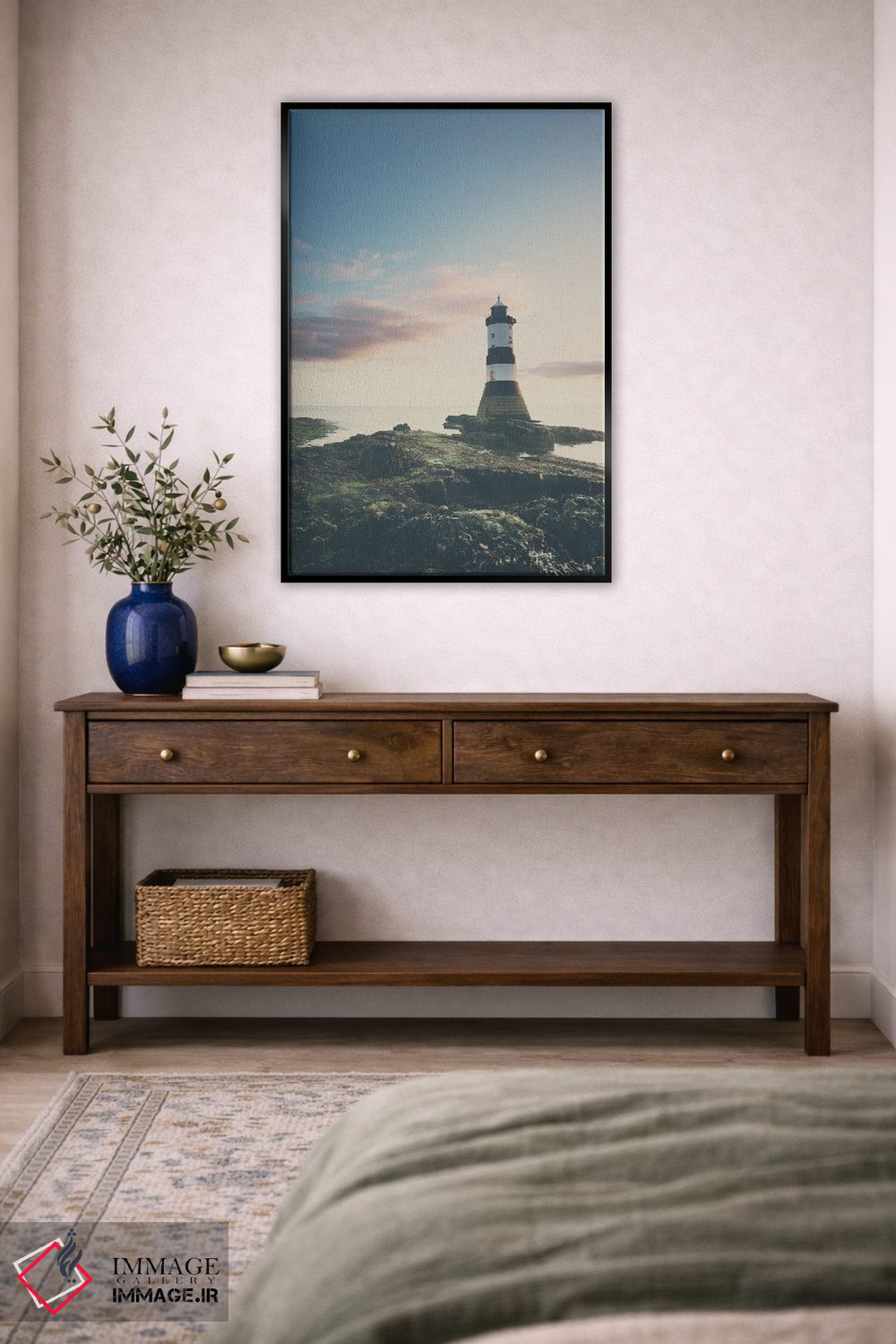 تابلو دکوراتیو فانوس دریایی پنروز هنگام طلوع آفتاب اثر لورا ایوانز - D3B