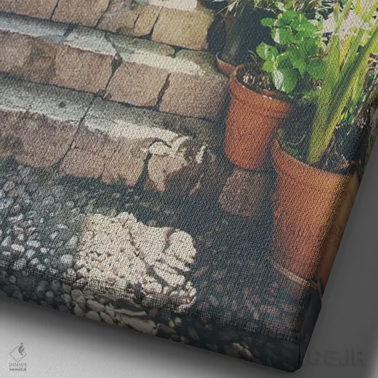 تابلو دکوراتیو زیباترین پله ها اثر لورا ایوانز - نمای نزدیک بافت بوم