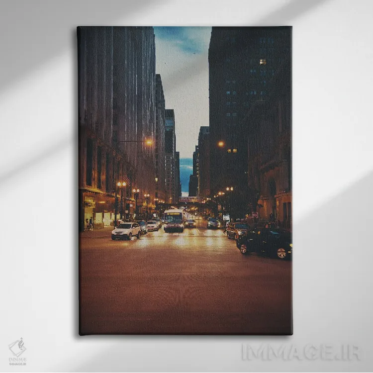 تابلو دکوراتیو خیابان های شیکاگو اثر لورا ایوانز - نمای روبهرو روی دیوار