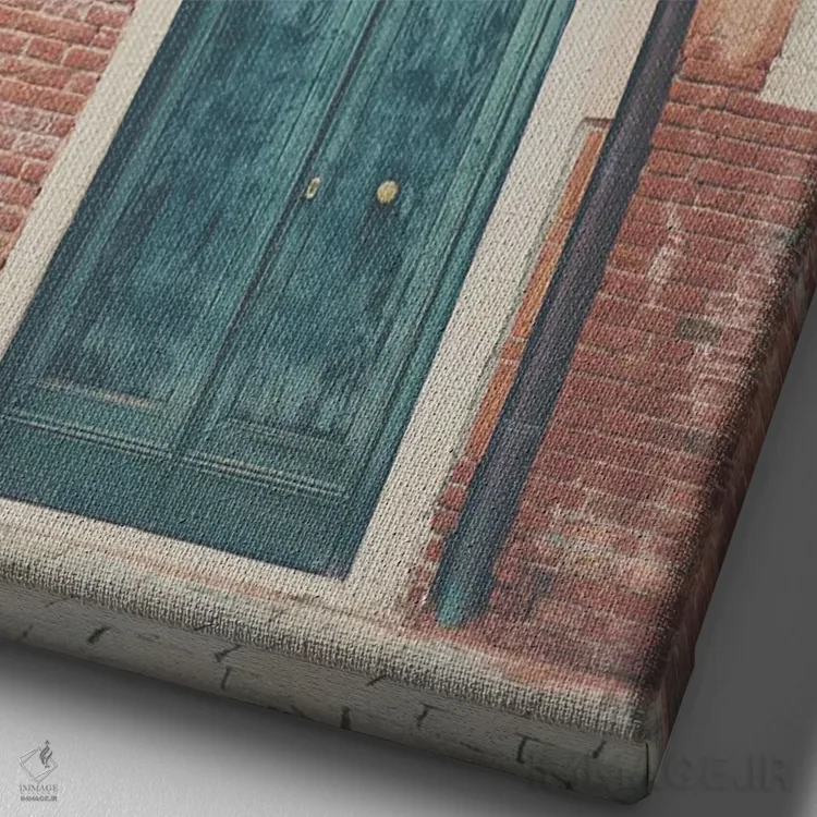 تابلو دکوراتیو دری سبز در ونیز اثر لورا ایوانز - نمای نزدیک بافت بوم