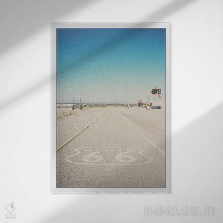 تابلو دکوراتیو جاده ۶۶ کالیفرنیا اثر لورا ایوانز - نمای قابدار سفید