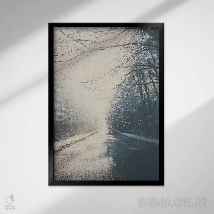 تابلو دکوراتیو رانندگی به سوی خانه برای کریسمس اثر لورا ایوانز - نمای قابدار مشکی